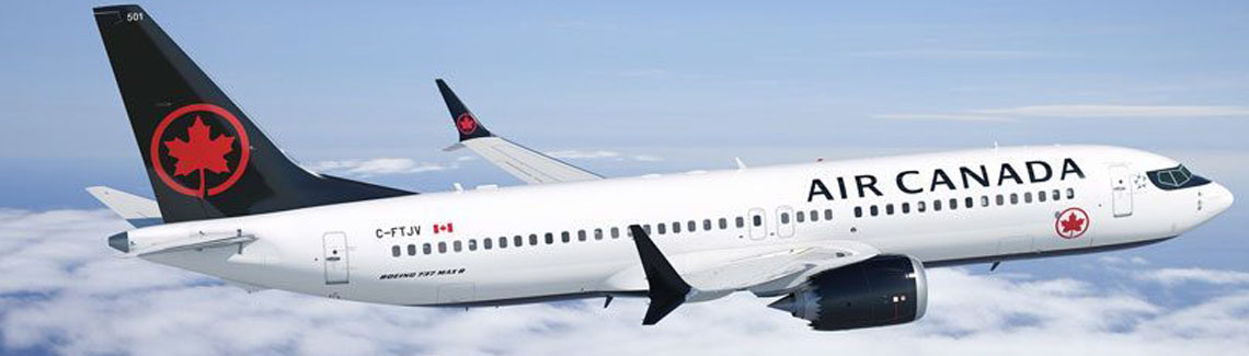 Picture of an Air Canada airplane taking plastic surgery patients to Costa Rica.  The picture depicts the round-trip vacation opportunities available for patients having plastic surgery in Costa Rica.